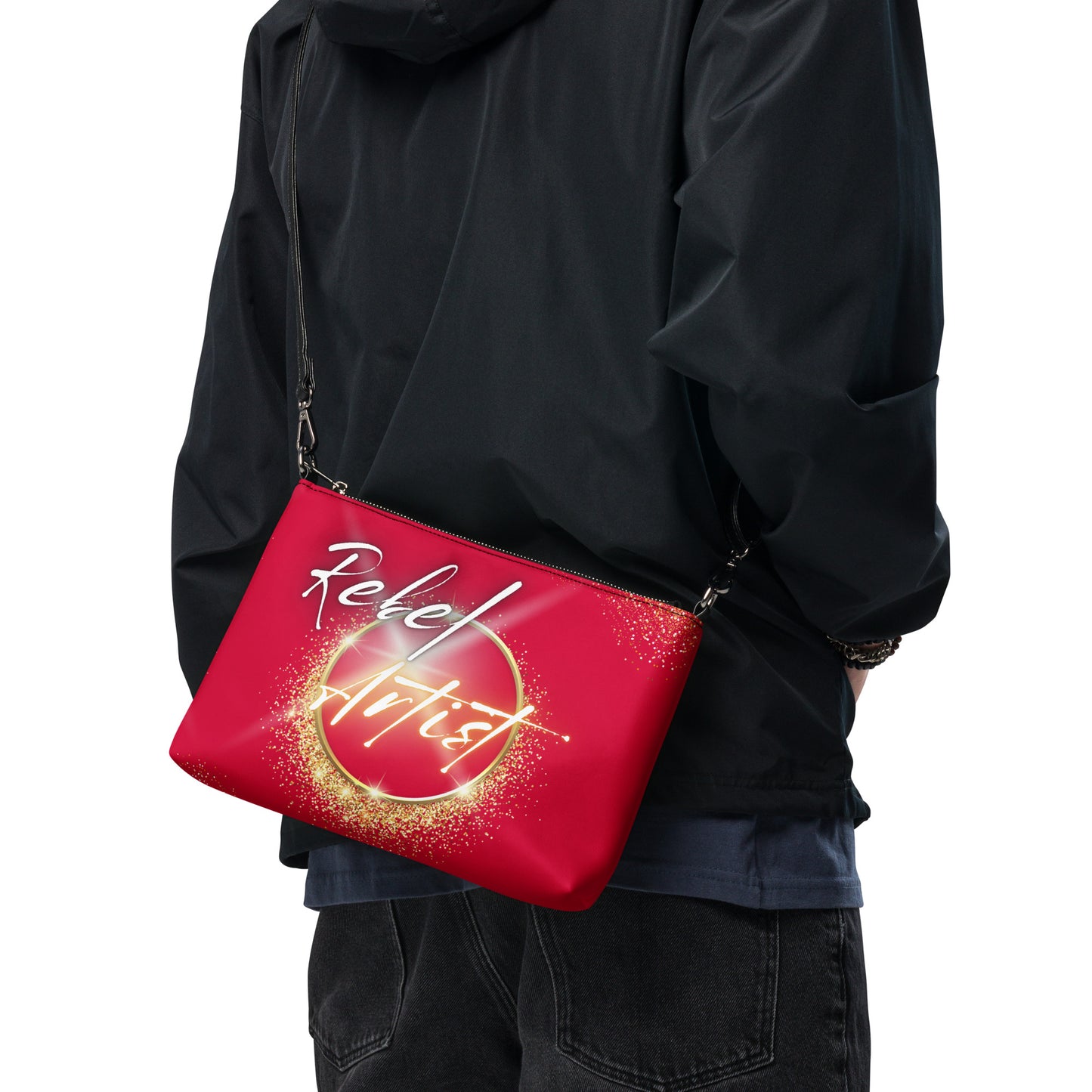 π₯ Bold and Edgy Design: Make a statement and showcase your rebel spirit with this eye-catching crimson crossbody bag for the male artist.