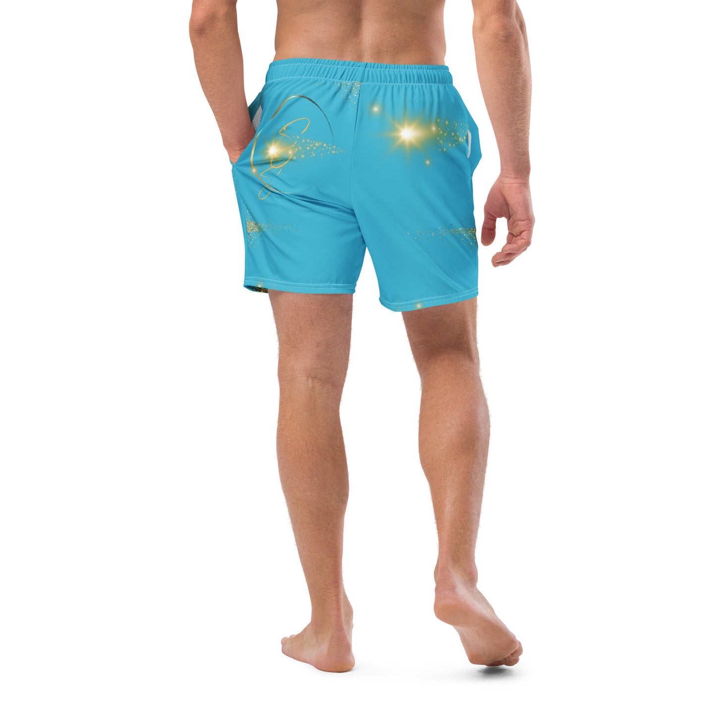 Bright Summer Sky Rebel Artist Swim Trunks - Colorful swim trunks capturing attention and style, designed for artists seeking recognition and self-expression.
