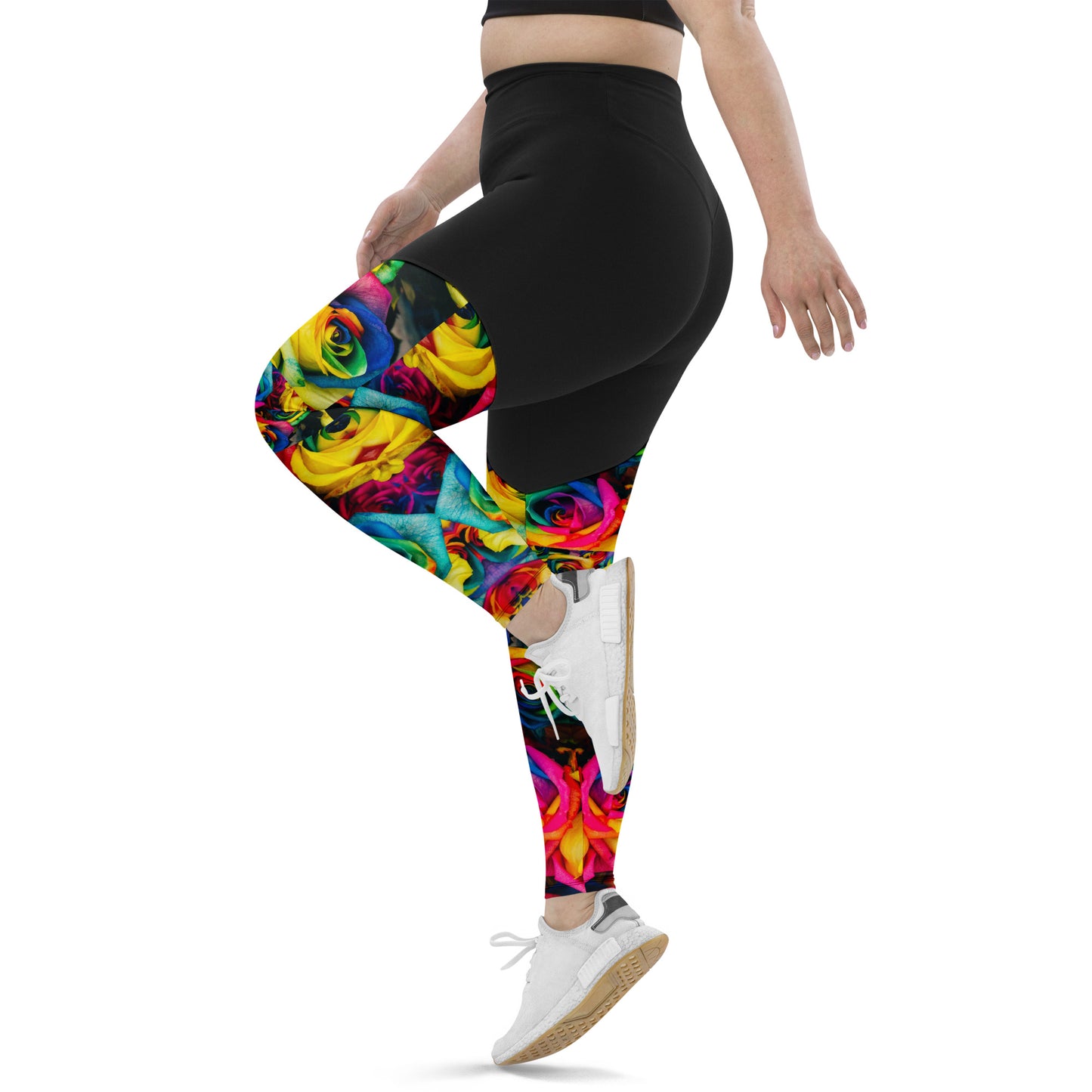Emote Merch from SpotlYght Seeker - from the Bravo and Roses Collection the Moonlight & Roses Sports Leggings Plus Size for the Female Artist because artists deserve praise.
