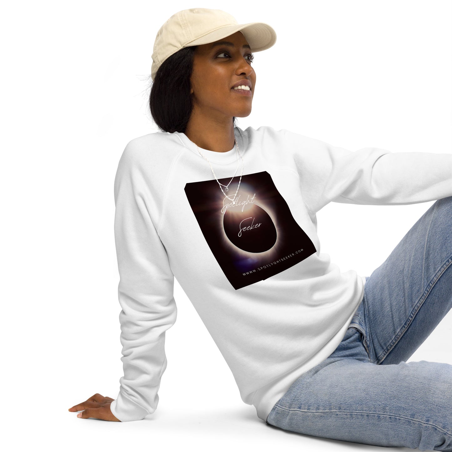 Image of the Moonlit SpotlYght Unisex Eco Sweatshirt, a stylish and comfortable sweatshirt reflecting the artistic birthright and featuring a captivating design inspired by moonlit nights. Crafted from eco-friendly materials. ππ¨