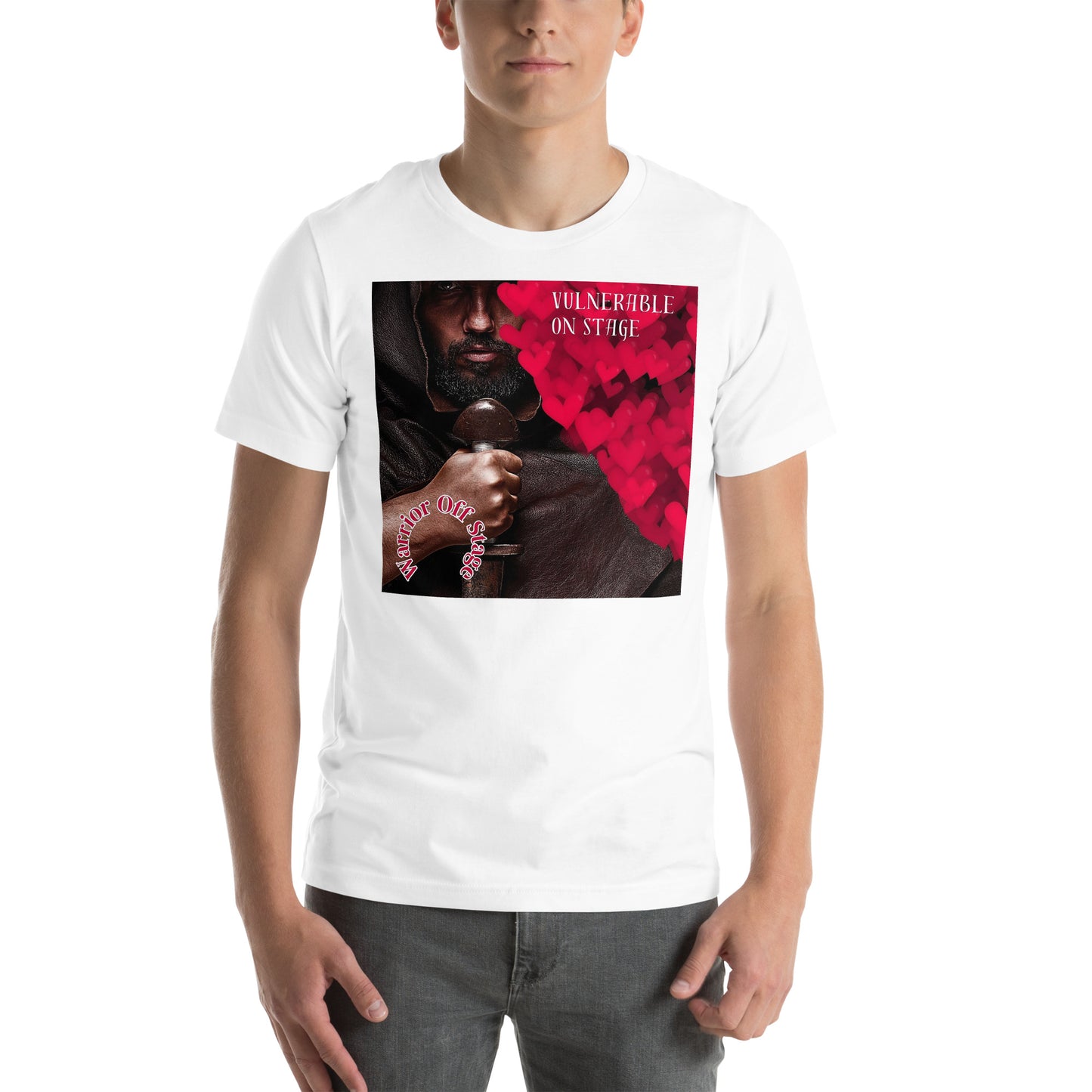 Unveil your artistic journey with the BAM1 Vulnerable Warrior T-Shirt. Onstage vulnerability reveals the artist's soul; offstage, transform into a warrior, guarding profound truths. Embrace the delicate dance with authenticity and resilience in this living masterpiece.