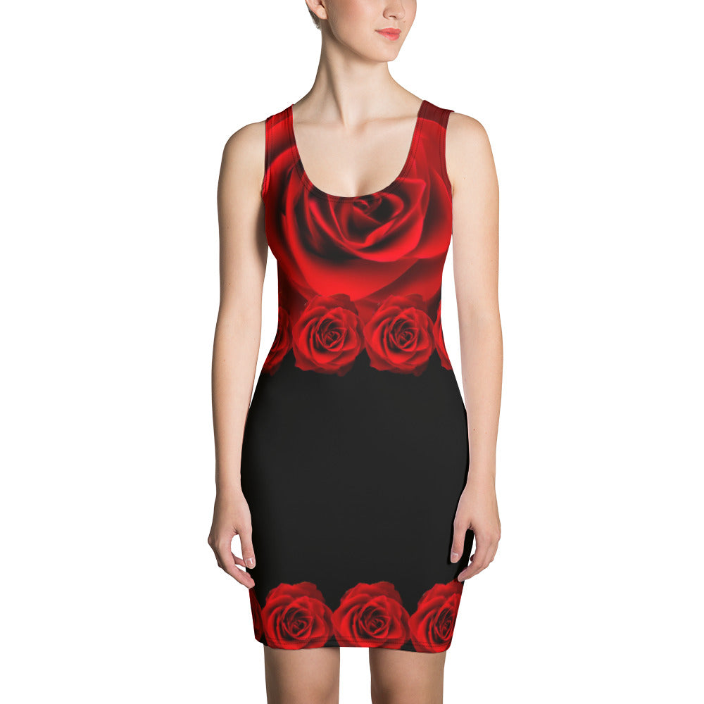 Vibrant Rose Waistband Bodycon Dress