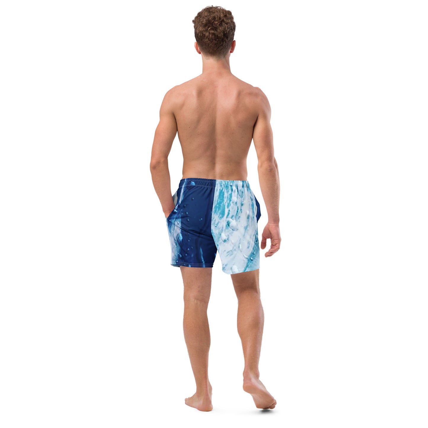 Dedicated artists wearing vibrant Ride the Wave Swim Trunks, embodying the artistic journey's highs and lows with the passion that drives their creativity. Embrace the ups and downs with SpotlYght Seeker's inspirational blend of style and support at the beach.