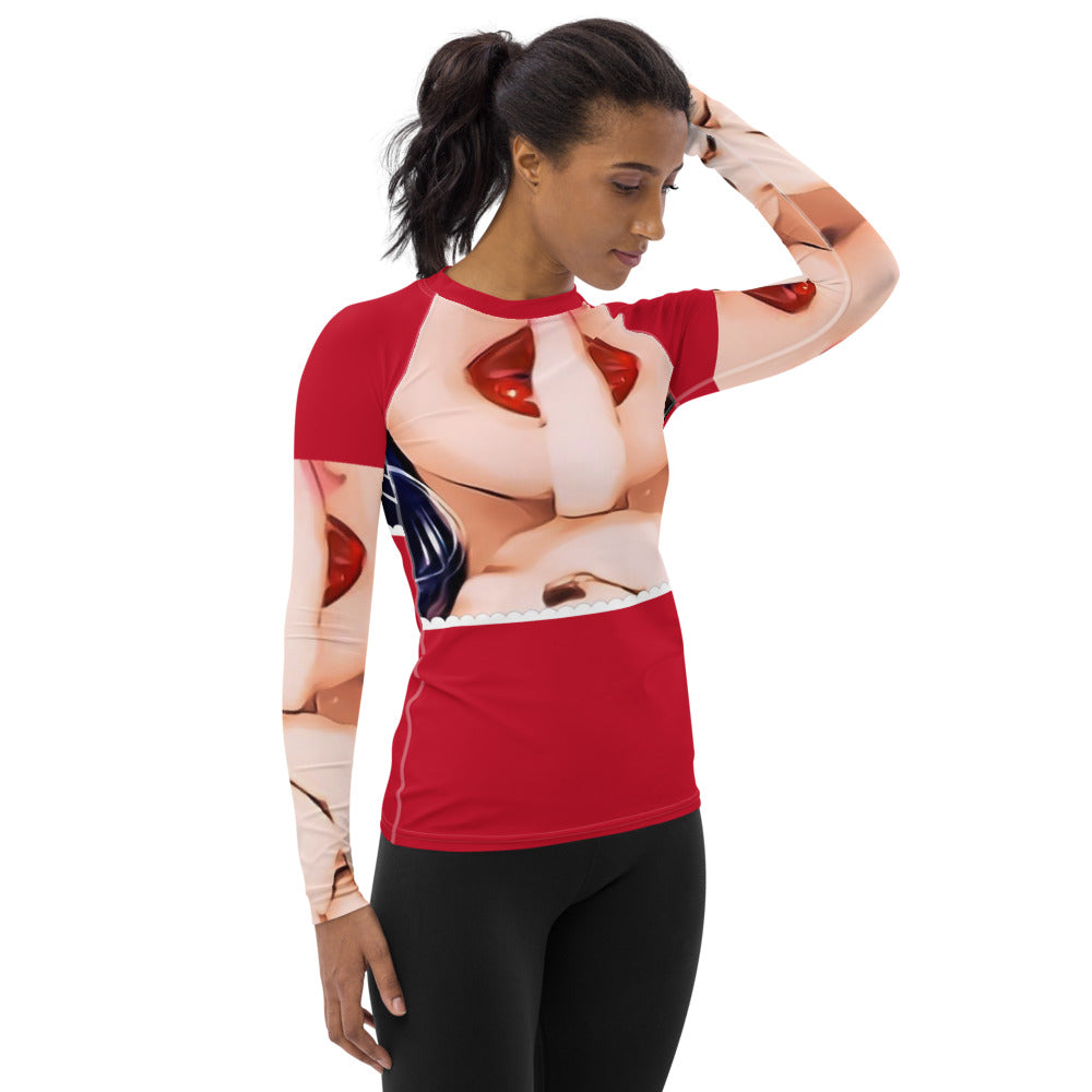Shhh Cropped Women's Rash Guard - Red - SN4