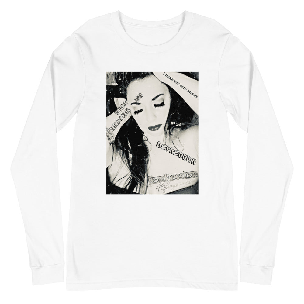 Depression's Confession Unisex Long Sleeve Tee - D1 B&W