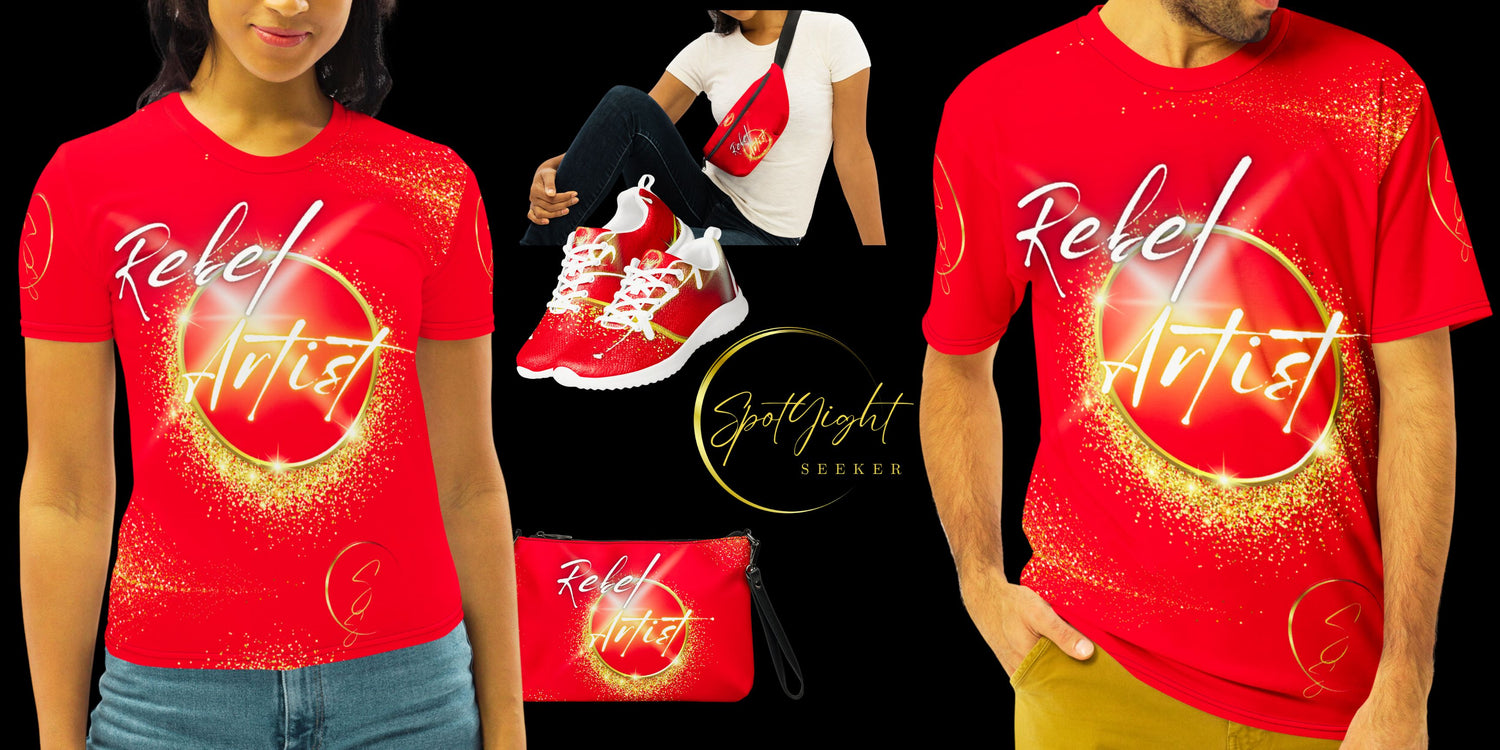 🎨 Unleash Your Rebel Spirit: Female Artist’s Crimson T-Shirt! 🔥👩‍🎨 Don't miss out – Be a Rebel Artist! 🔥🎨