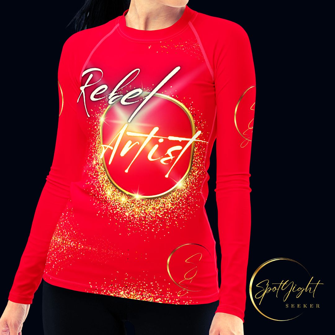 Rebel Artist Women's Rash Guard - Crimson