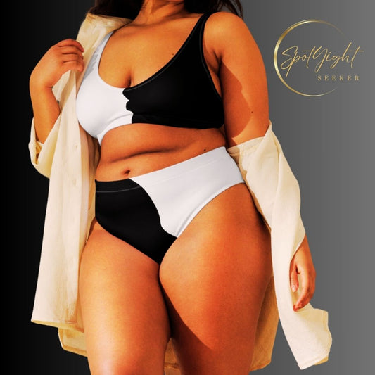 Motivate Merch High-Waisted Bikini - Lead with Your Best Self - A symbol of self-empowerment and spotlight-worthy confidence. Plus Size Artist