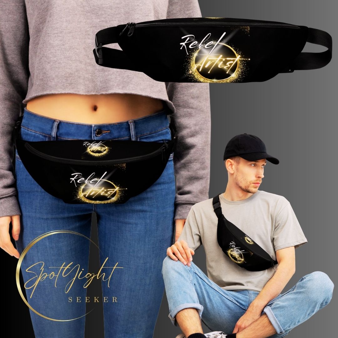 🔥Make a bold statement as you carry your essentials in this edgy and unique Rebel Artist Black Fanny Pack.