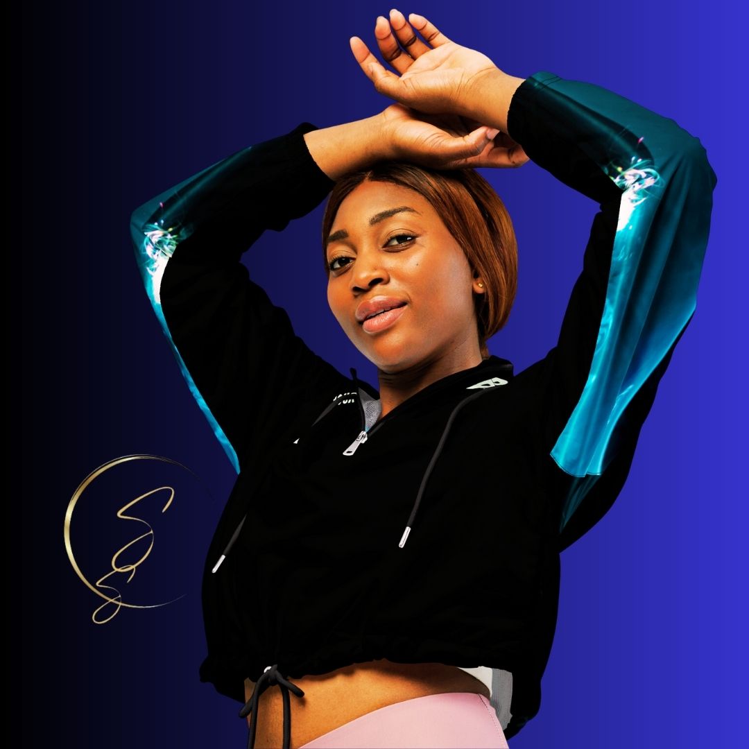 See yourself in the spotlight Female Artist LBS Aqua Spotlight Cropped Windbreaker