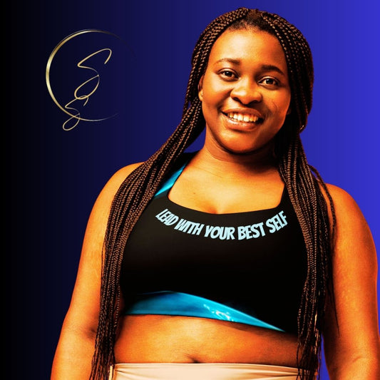 See yourself in the Spotlight in these LBS Aqua Spotlight Plus Size Sports Bra for the Female Artist.