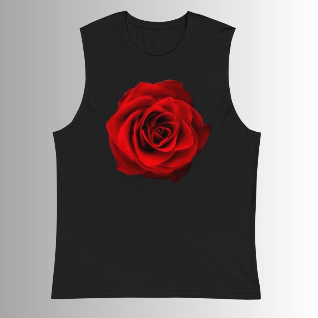 Vibrant Rose Muscle T-Shirt - A symbol of self-praise and empowerment, a perfect gift to yourself.  Available for the Plus Size Artist.