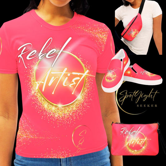 🎨 Unleash Your Rebel Spirit: Female Artist’s Radical Red T-Shirt! 🔥👩‍🎨 Don't miss out – Be a Rebel Artist! 🔥🎨
