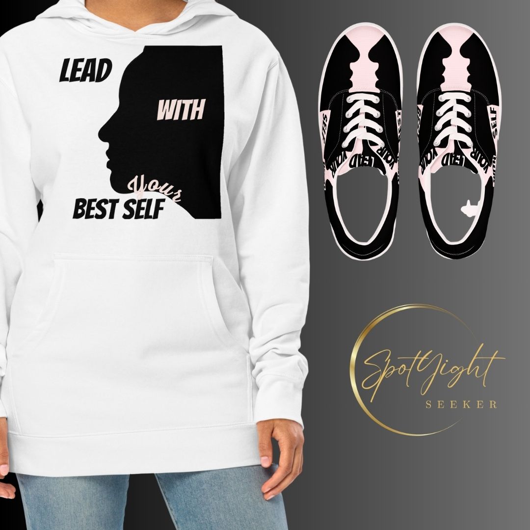  SpotlYght Seeker LBS Unisex Mid-Weight Hoodie in White – Stride confidently and express your artistic spirit with this Motivate-Merch essential.