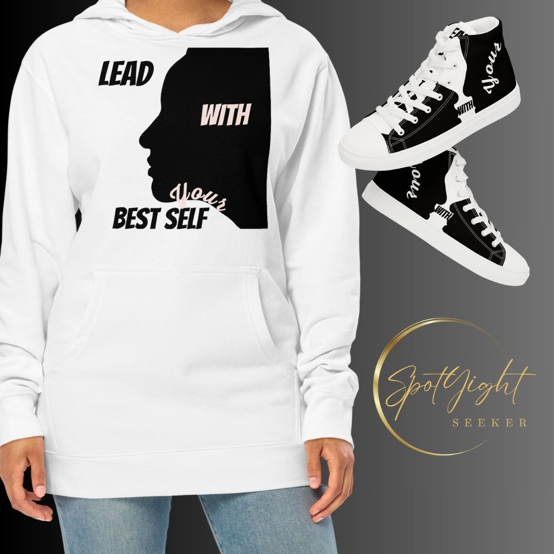  SpotlYght Seeker LBS Unisex Mid-Weight Hoodie in White – Stride confidently and express your artistic spirit with this Motivate-Merch essential.