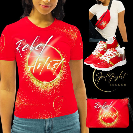🎨 Unleash Your Rebel Spirit: Female Artist’s Crimson T-Shirt! 