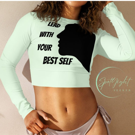 Dynamic Long-Sleeve Crop – Maintain sexy in a bulk fest season with SpotlYght Seeker's design-matched  mint crop top.