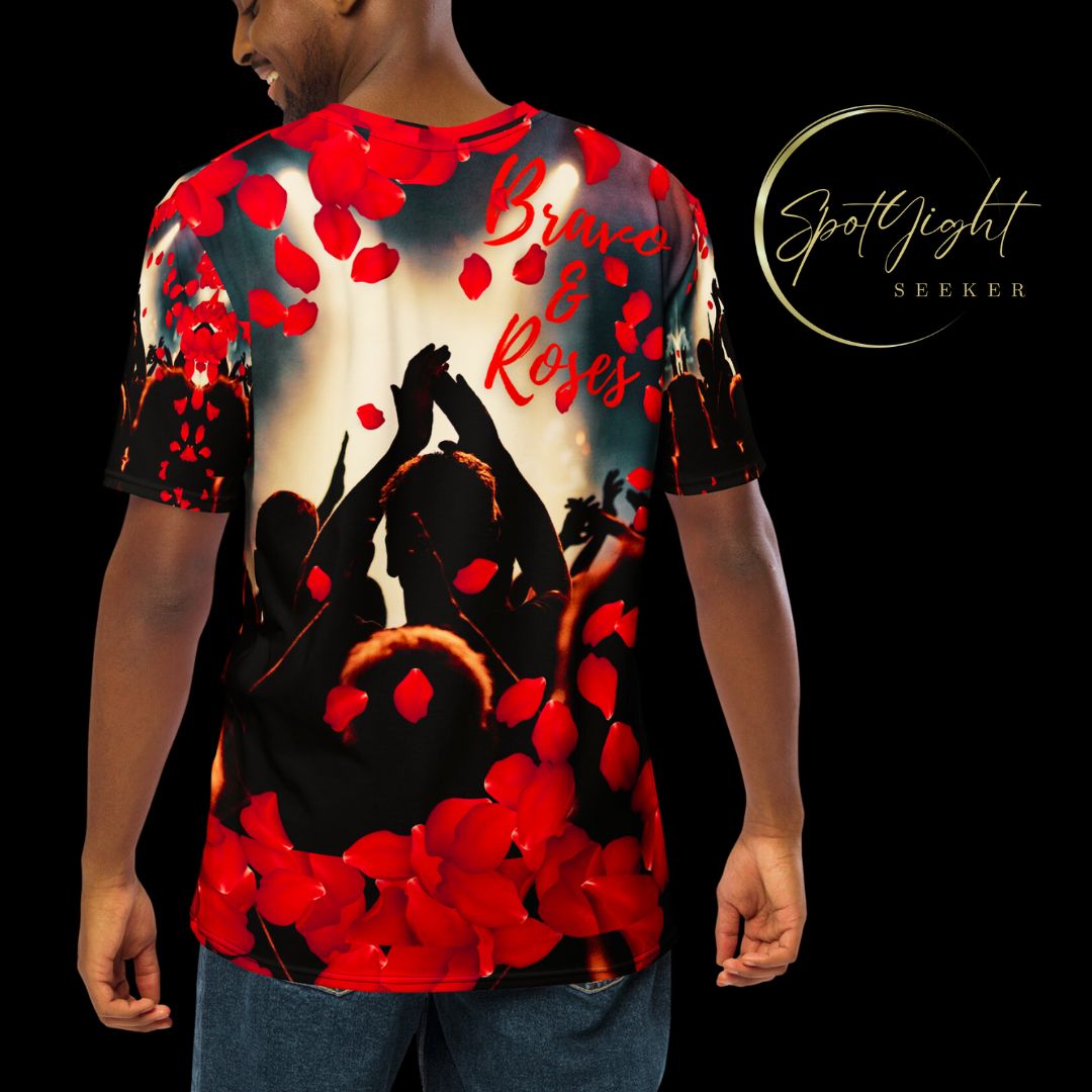 Emote Merch from SpotlYght Seeker - from the Bravo and Roses Collection the Men’s T-Shirt for the Male Artist because artists deserve praise.