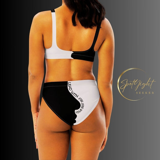 Motivate Merch High-Waisted Bikini - Lead with Your Best Self - A symbol of self-empowerment and spotlight-worthy confidence.