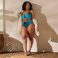 Aqua SpotlYght High-Waisted Bikini - Unveil your brilliance with confidence and creativity. Embrace your artistry and shine beyond the stage.  Plus Size