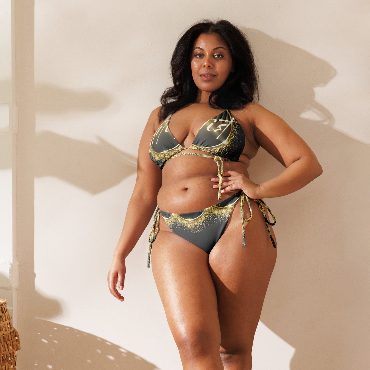 Rebel Artist Sting Bikini - An alluring eclipse-colored bikini with a captivating design, symbolizing artistic empowerment and charisma.- Plus Size