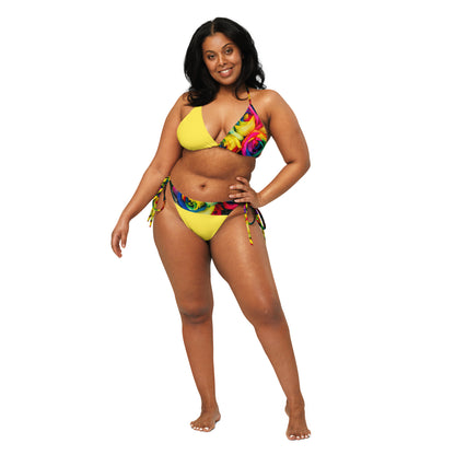 Emote Merch from SpotlYght Seeker - from the Bravo and Roses Collection the Sunlight & Roses String Bikini for the Female  Artist because artists deserve praise. Plus size.