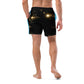 Two-Tone Bright Summer Sky/Black Rebel Artist Men's Swim Trunks - A blend of bright blue and classic black swim trunks, embodying charisma, style, and rebellion.