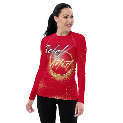 Rebel Artist Women's Rash Guard - Crimson