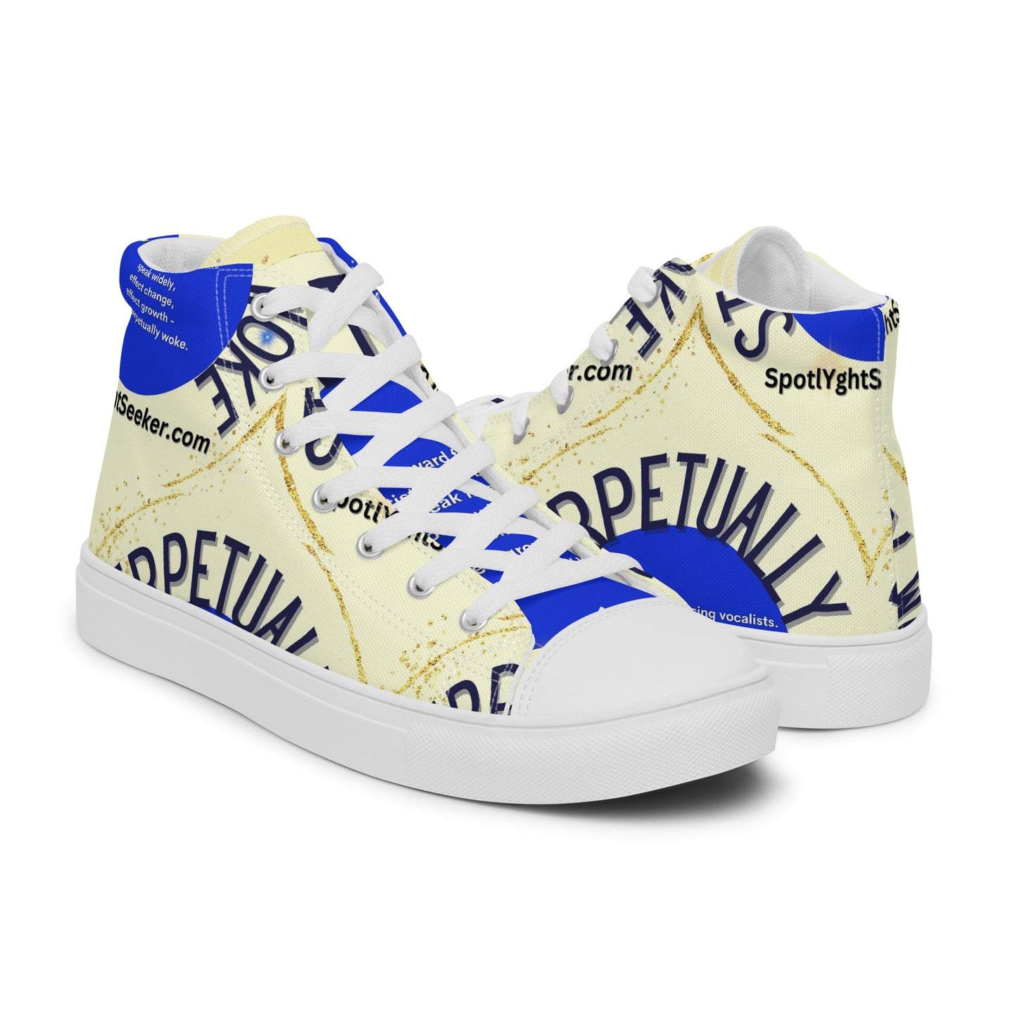Perpetually Woke Artist High Top Canvas Shoes statement piece for male artists who seek the spotlight