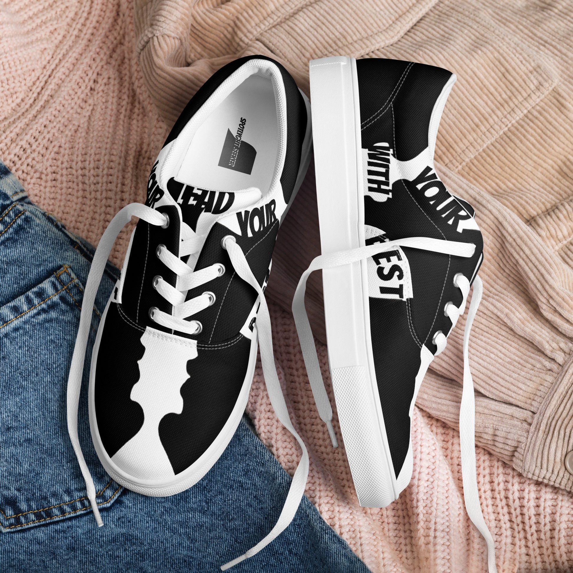 SpotlYght Seeker Men’s Lace-Up Canvas Shoes in Fresh White – Kick it up in style and express your artistic spirit with this must-have Motivate-Merch. 🎨👟