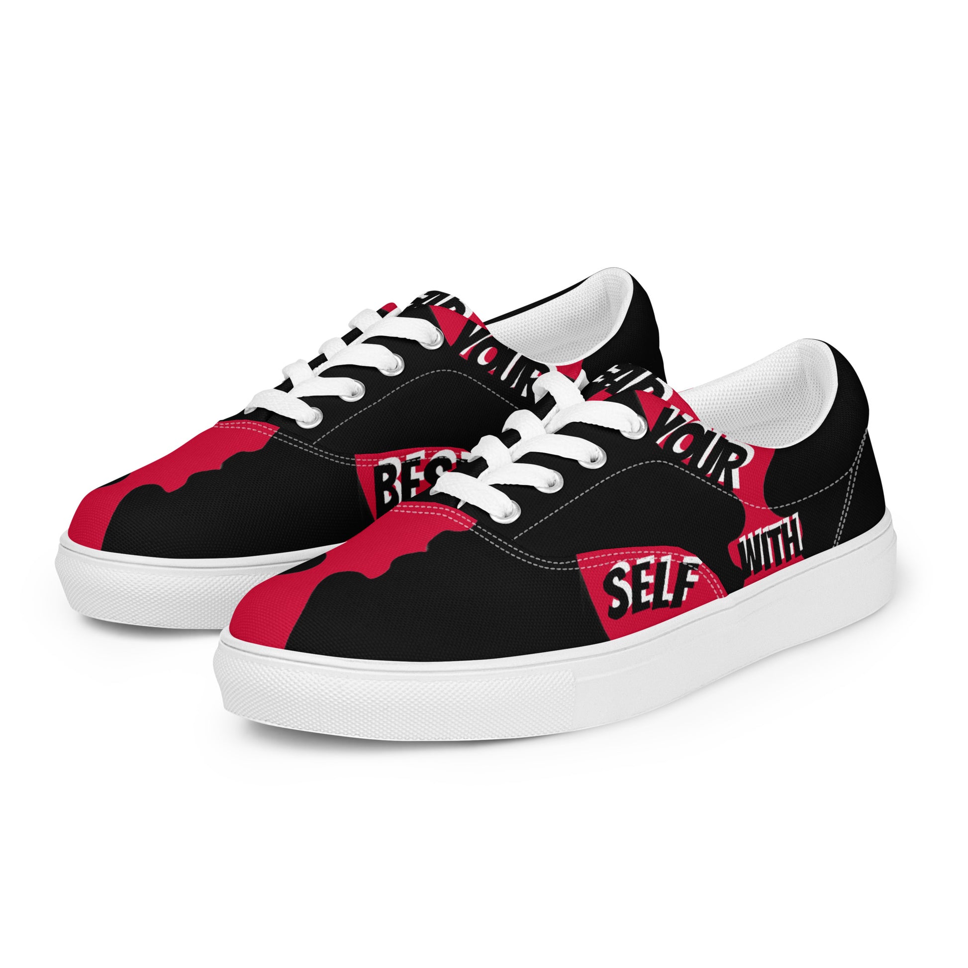 SpotlYght Seeker Men’s Lace-Up Canvas Shoes in Crimson – Step into bold style and self-expression with these fiery red shoes for the male artist.