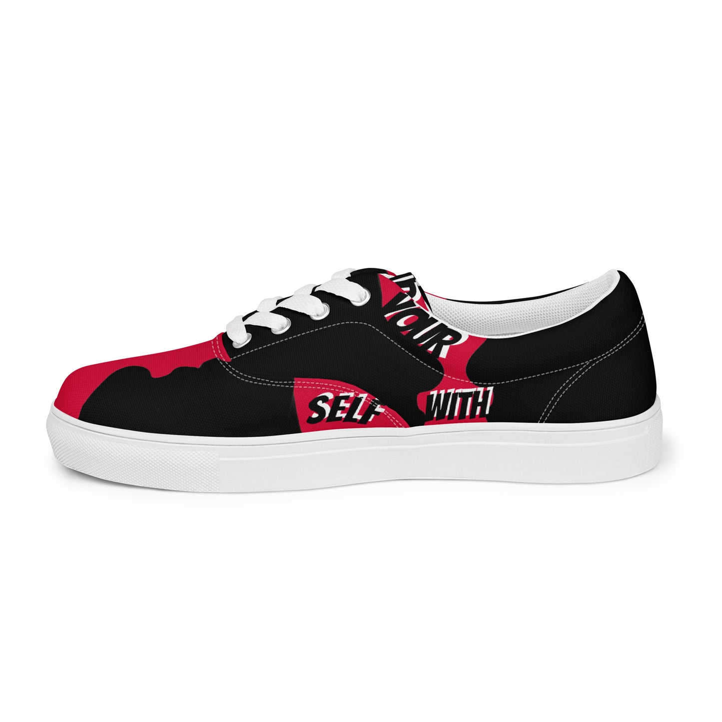 SpotlYght Seeker Men’s Lace-Up Canvas Shoes in Crimson – Step into bold style and self-expression with these fiery red shoes for the male artist.