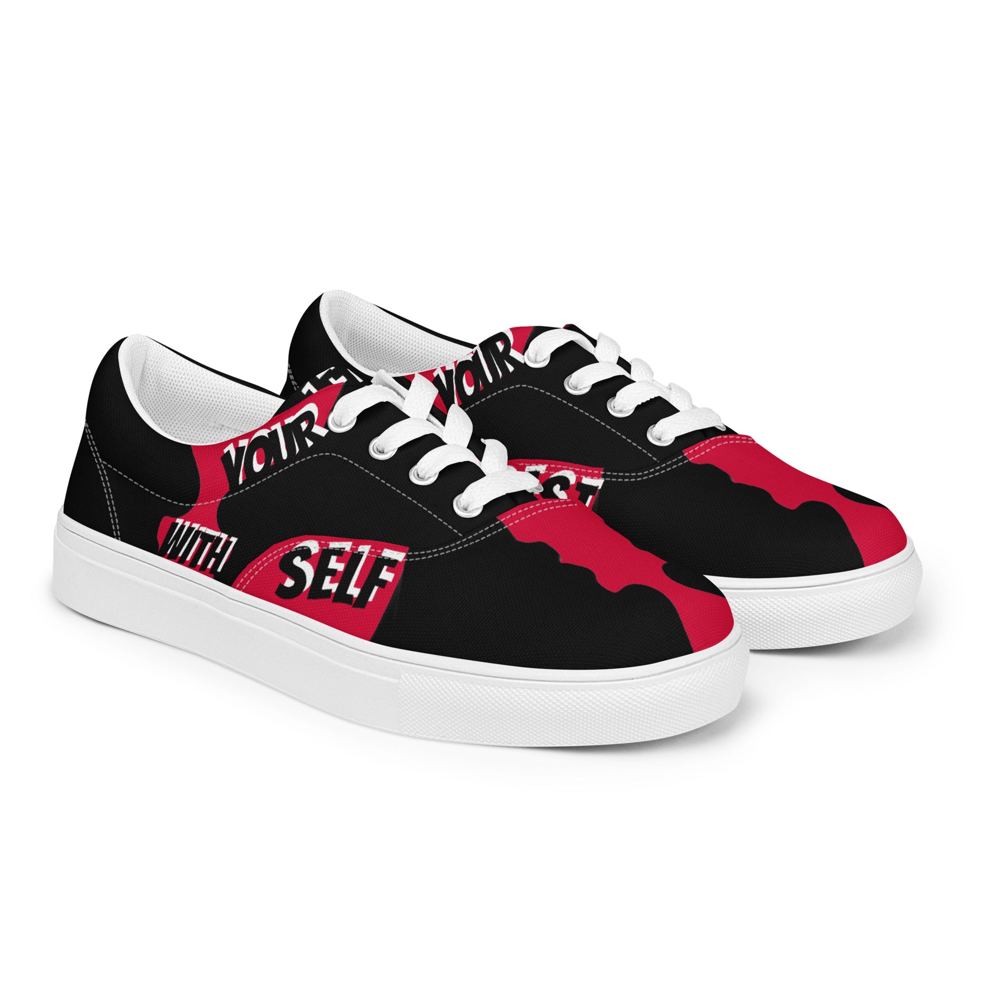 SpotlYght Seeker Men’s Lace-Up Canvas Shoes in Crimson – Step into bold style and self-expression with these fiery red shoes for the male artist.