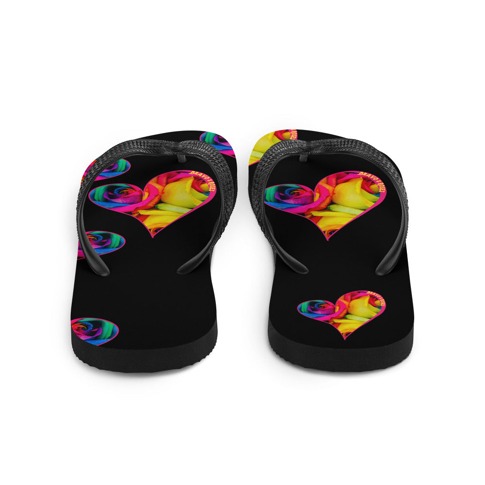 Bravo & Roses Bouquet Flip-Flops - Black