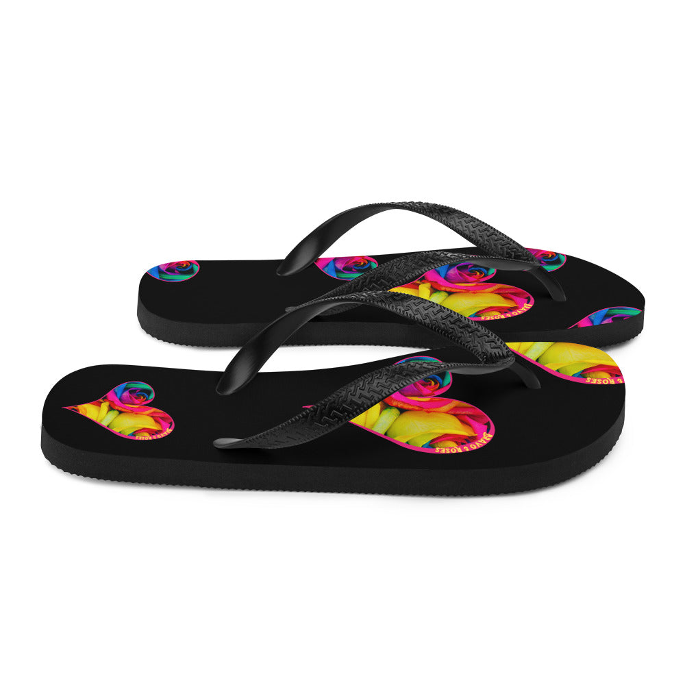 Bravo & Roses Bouquet Flip-Flops - Black