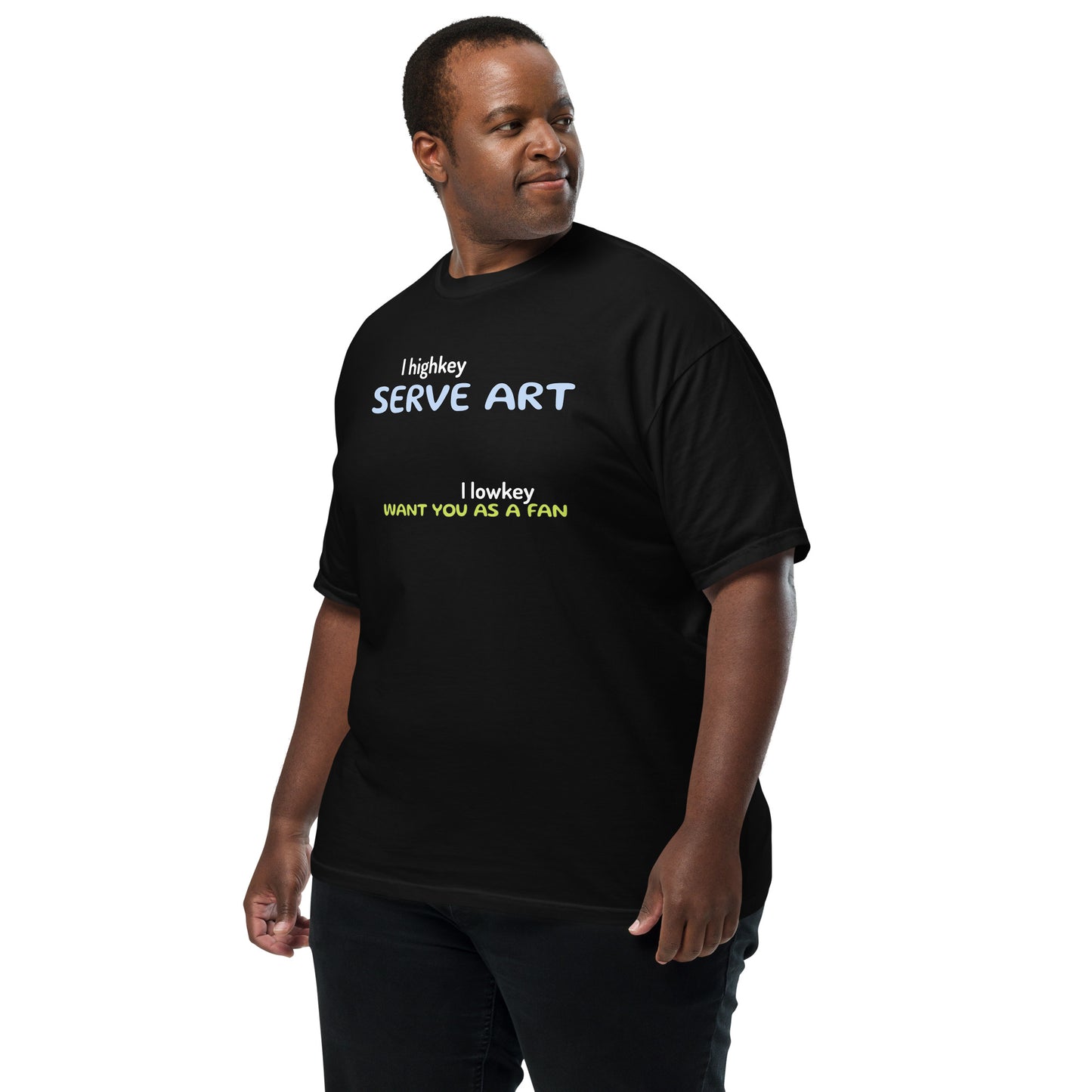 Discover the "I Serve Art" Tee from the Let 'Em Know Collection. Bold, clever texts that speak volumes and turn chance meetings into your next biggest fans. Let 'em know who you are, and watch your squad grow!
