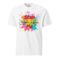 “Stan Me, Artist in Residence” tees featuring paint splatter designs, blending artistic creativity with stan culture. Available in 8 unique styles. Perfect for artists looking to attract fans and gigs. white tee