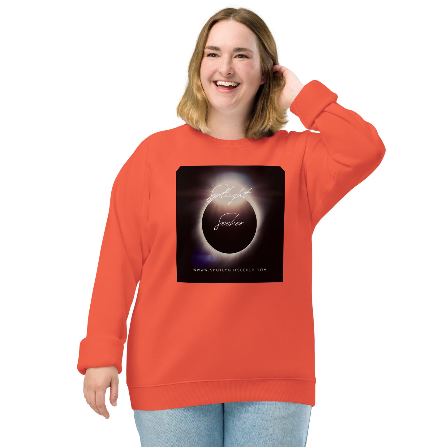 Image of the Moonlit SpotlYght Unisex Eco Sweatshirt, a stylish and comfortable sweatshirt reflecting the artistic birthright and featuring a captivating design inspired by moonlit nights. Crafted from eco-friendly materials. 🌙🎨 Plus Size