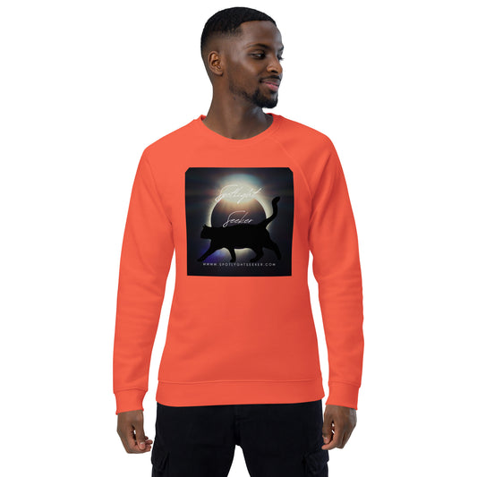 Image of the Cat Call Unisex Fitted Eco Sweatshirt - 'Strut' design, a comfortable and stylish sweatshirt capturing the essence of confident artists claiming their spotlight. Crafted from eco-friendly materials. 🎨💃