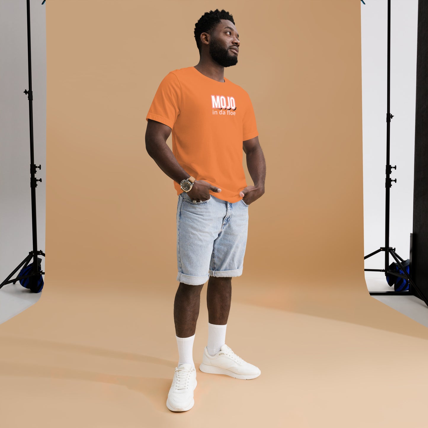 Motivate Merch Mojo in da floe Burnt Orange T-Shirt for the Male Artist