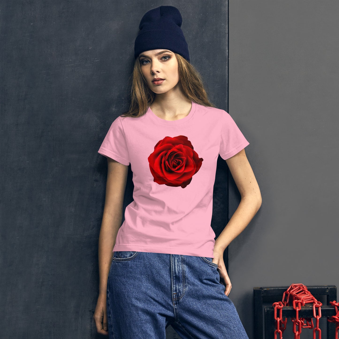 Emote Merch from SpotlYght Seeker - Bravo and Roses Fashion Fit T-Shirt for the Female Artist because artists deserve praise.