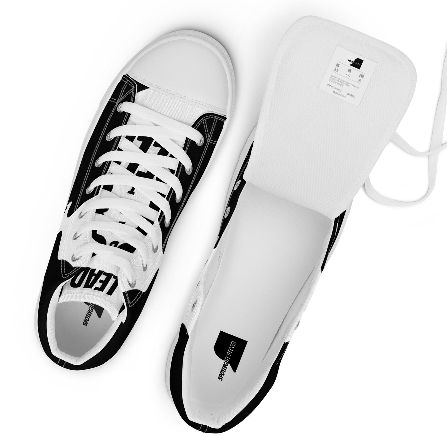 SpotlYght Seeker Women’s High Top Canvas Shoes in Crisp White – Strut with confidence and express your artistic spirit with this Motivate-Merch essential.