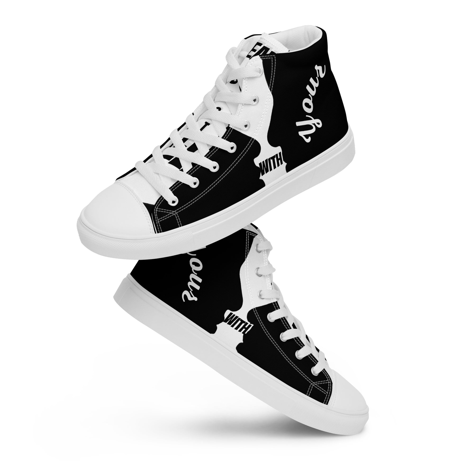 SpotlYght Seeker Women’s High Top Canvas Shoes in Crisp White – Strut with confidence and express your artistic spirit with this Motivate-Merch essential.