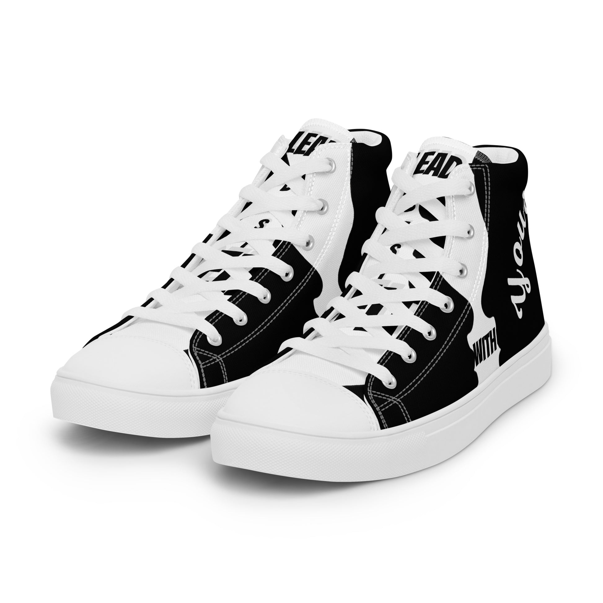 SpotlYght Seeker Women’s High Top Canvas Shoes in Crisp White – Strut with confidence and express your artistic spirit with this Motivate-Merch essential.