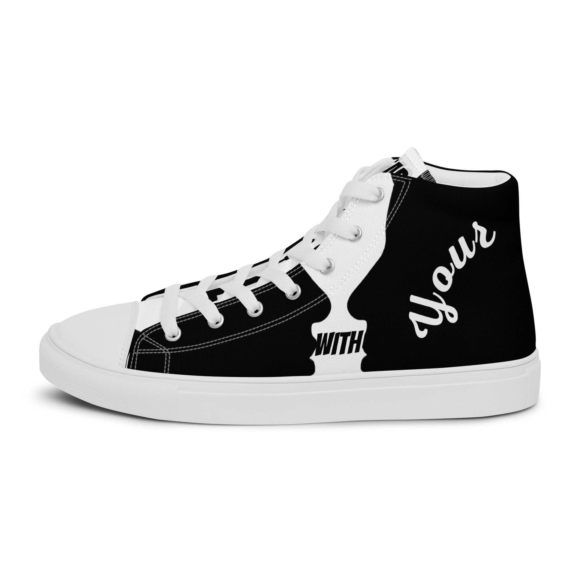 SpotlYght Seeker Women’s High Top Canvas Shoes in Crisp White – Strut with confidence and express your artistic spirit with this Motivate-Merch essential.