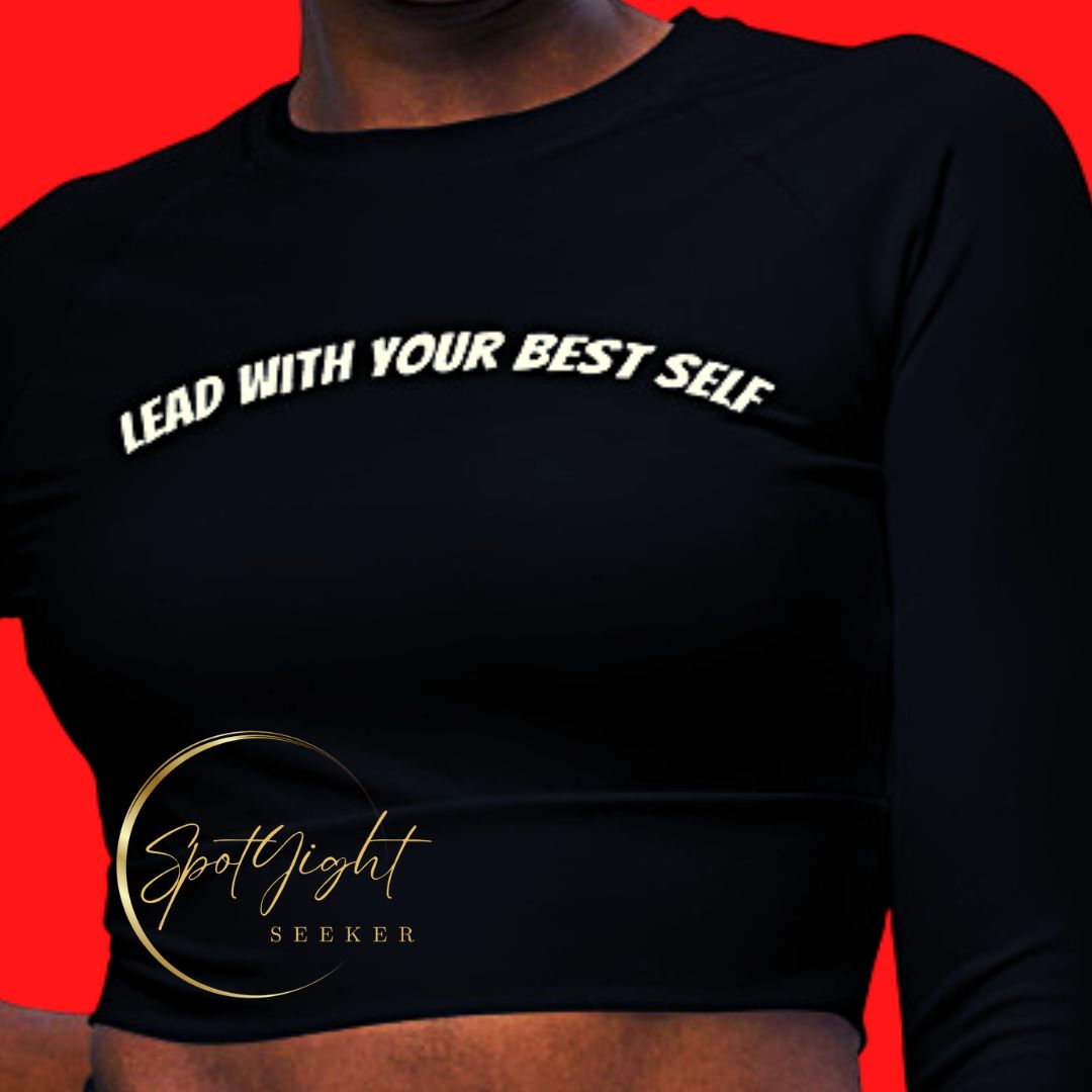 Lead with Your Best Self Long-Sleeve Crop top in black for the female artist