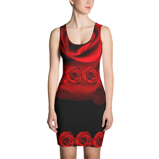 Vibrant Rose Waistband Bodycon Dress - Ext