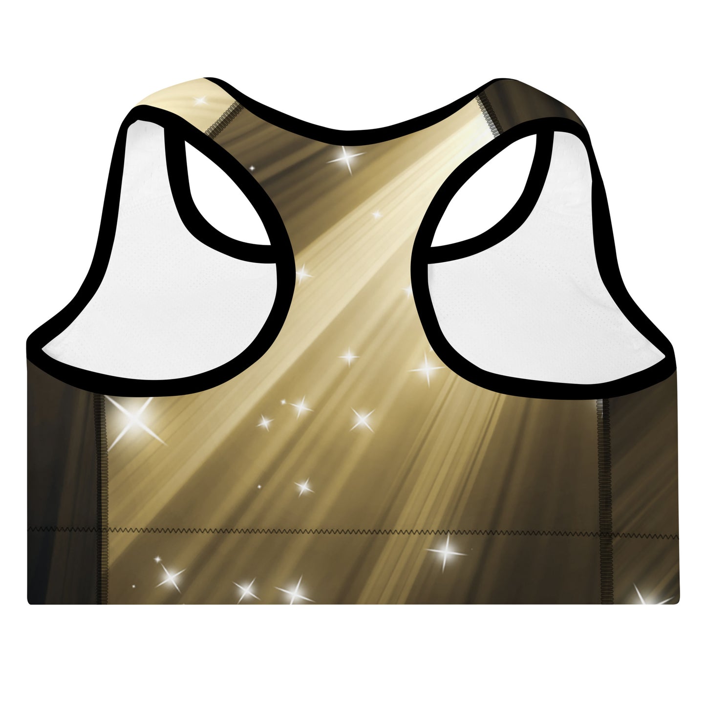 Ready to shine? Embrace the artistry within you with the Gold Spotlyght Padded Sports Bra. 🌟💪"