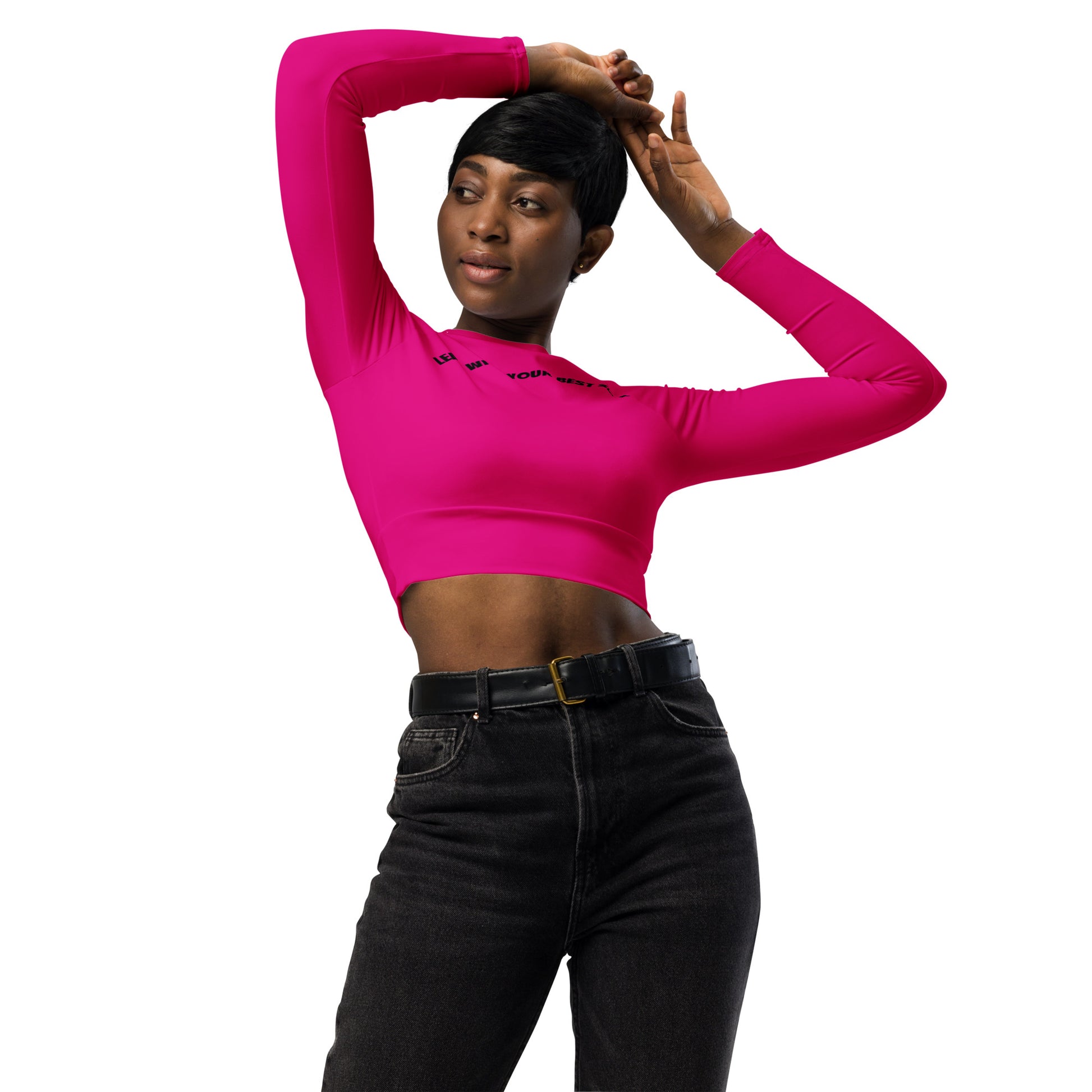 Dynamic Matching Long-Sleeve Crop – Maintain sexy in a bulk fest season with SpotlYght Seeker's design-matched crop top