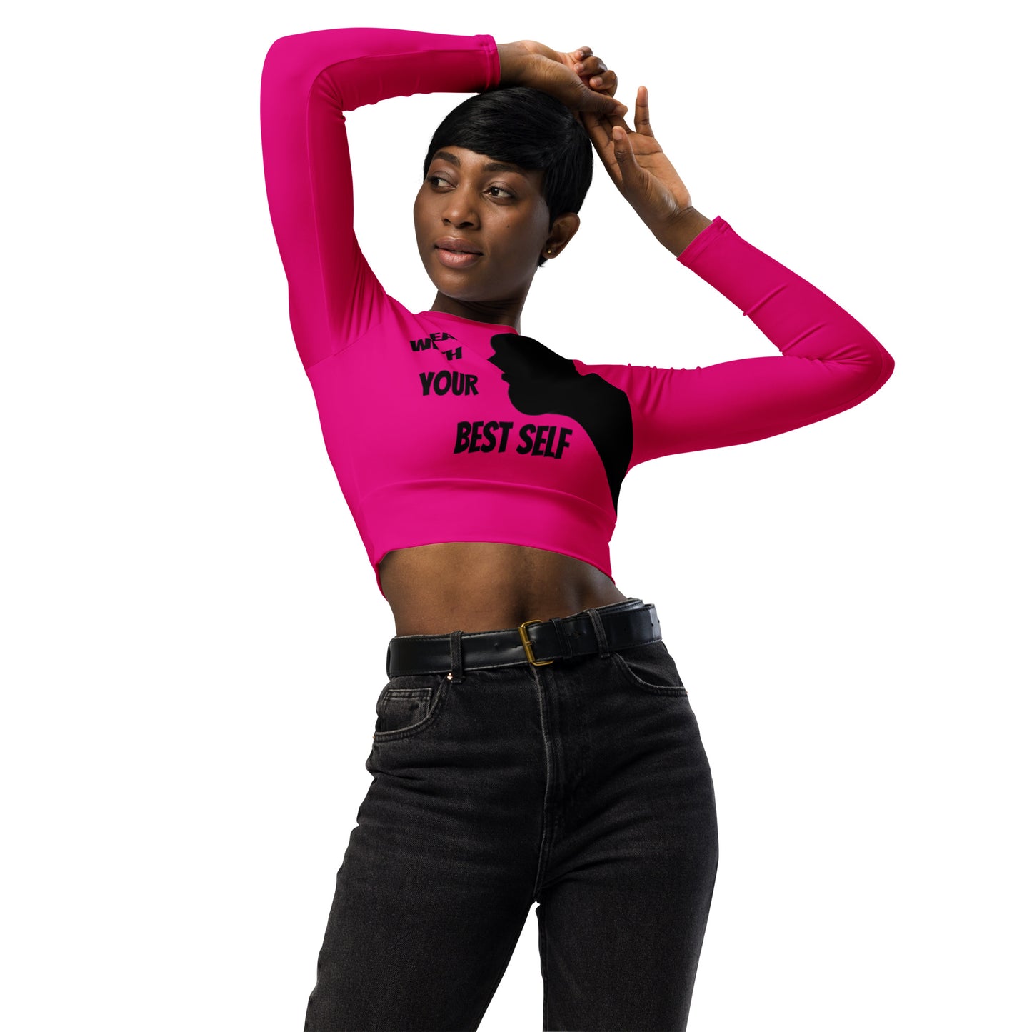 LBS Long-Sleeve Crop Top - Violet Red Face